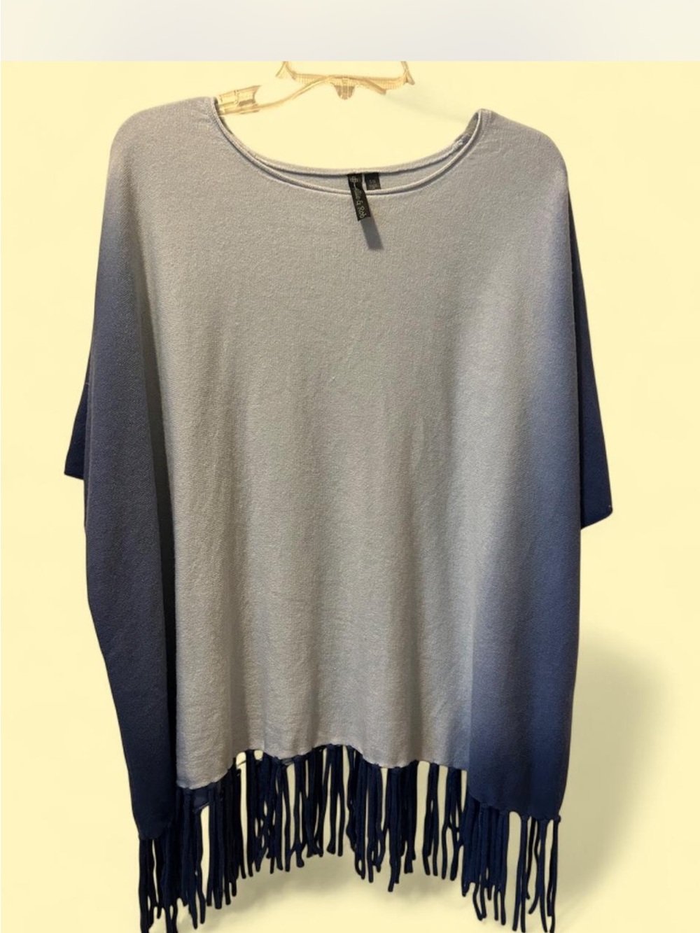 Light Blue to Navy Ombré Fringe sweater